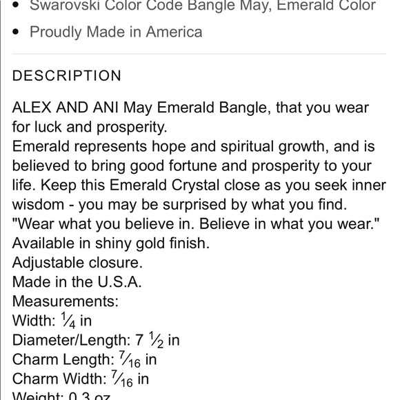 Alex and Ani Gold May Emerald Birthstone - Picture 5 of 5